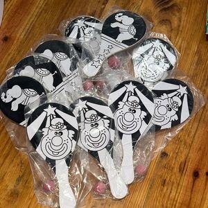 NEW Oriental Trading Company 11 Black and White Party Paddle Ball Set